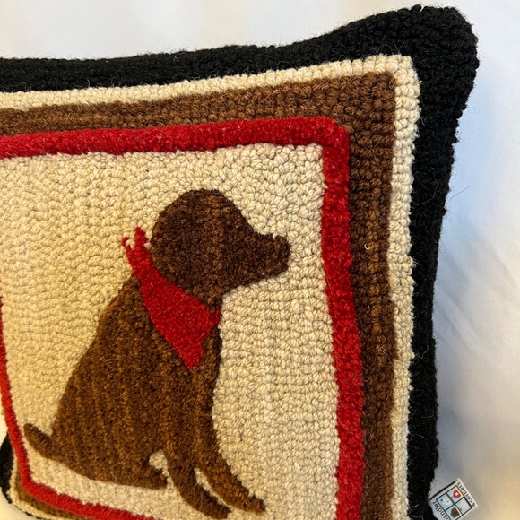 Chandler 4 Corners "Chocolate Lab" Hooked Wool Throw Pillow-Laura Megroz-18 x 18 - Picture 2 of 11